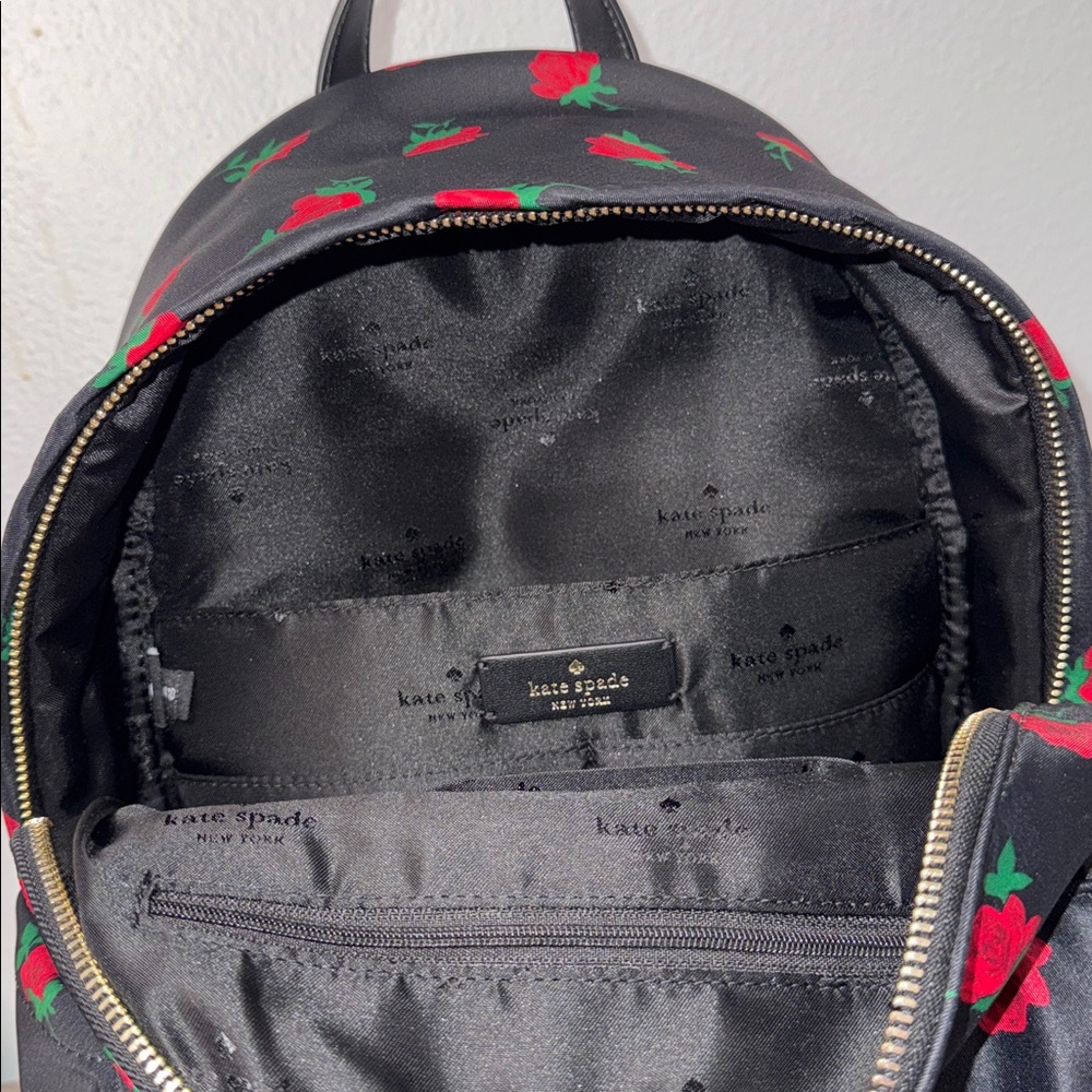 Kate Spade Black Rose Pattern Backpack - Picture 9 of 14
